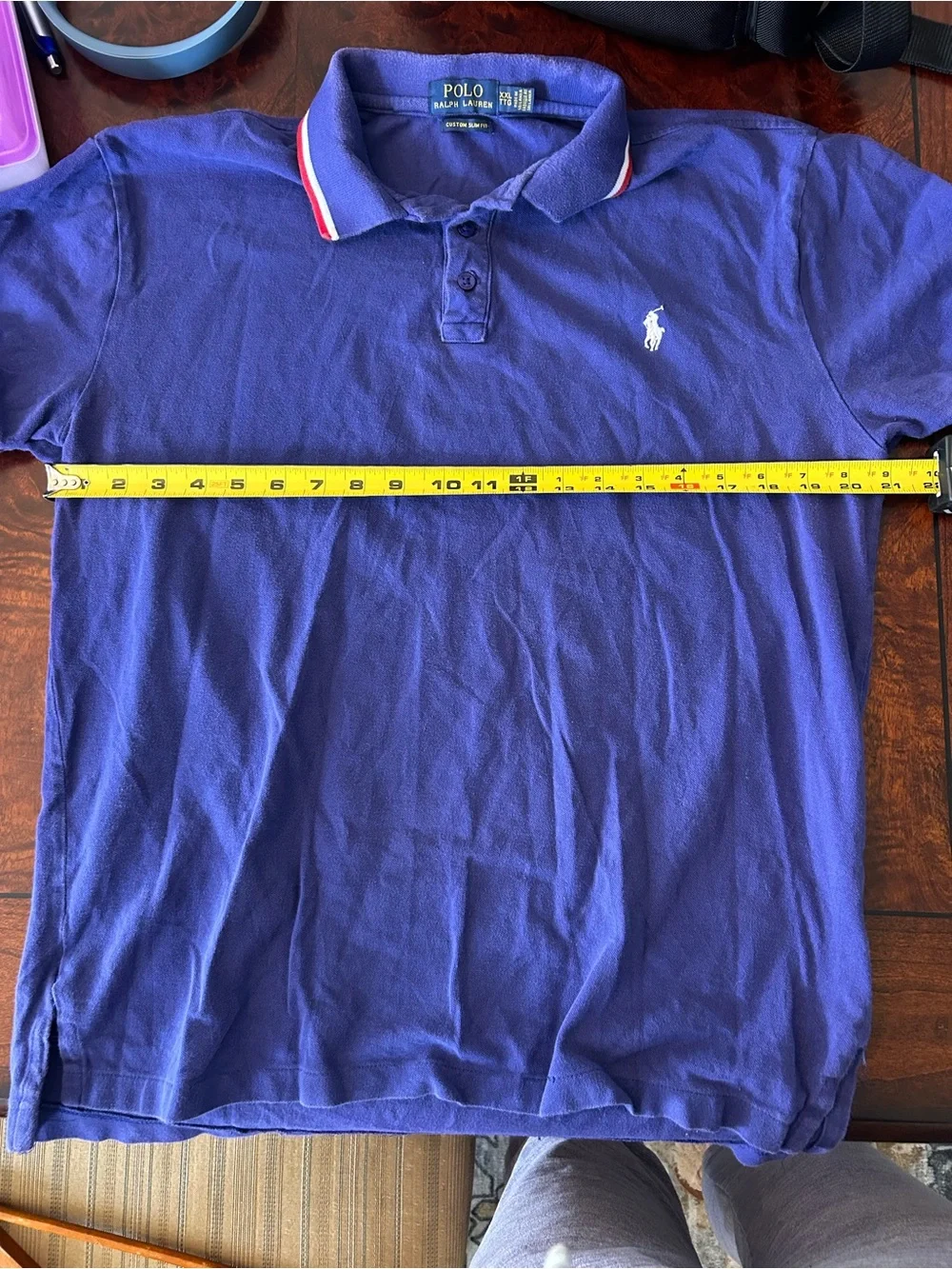 Y2K Vintage Polo Ralph Lauren Men's Red, White, Blue Polo 2XL‎ Custom Slim Fit